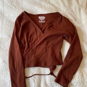 Big Bud Press fudgesicle brown wrap top